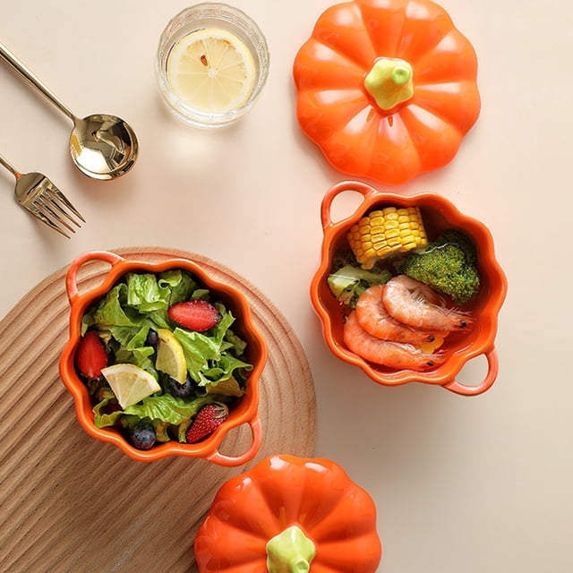 PEONAVET Ceramic Bowl Unique Halloween Ceramic Pumpkin Tableware Milk Oatmeal Breakfast Tableware Holiday Gift Tableware 300ML