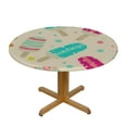 thumbnail image 3 of Wuche Round Vinyl Fitted Tablecloth with Flannel Backing Elastic Table Cloth Waterproof Oil-Proof Plastic Table Cover Ice Cream Party Round Tablecloth, 3 of 7