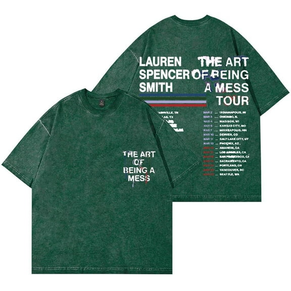 Lauren Spencer Smith The Art of Being A Mess Tour Washed T-Shirt Women Men Crewneck Short Sleeve Fashion Casual Tee