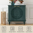 thumbnail image 5 of LFGUIZO Blackish Green Bohemian Hollow-Carved 2-Door Sideboard – Accent Cabinet with Adjustable Shelf – Storage for , Living Room, Dining Room,Patio, 5 of 7