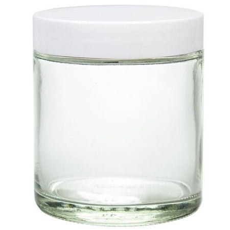 White Smooth Lid - Clear Thick Glass Straight Sided Jar with White Smooth Lids - 4 oz / 120 ml (12 pack) + Spatulas and Labels