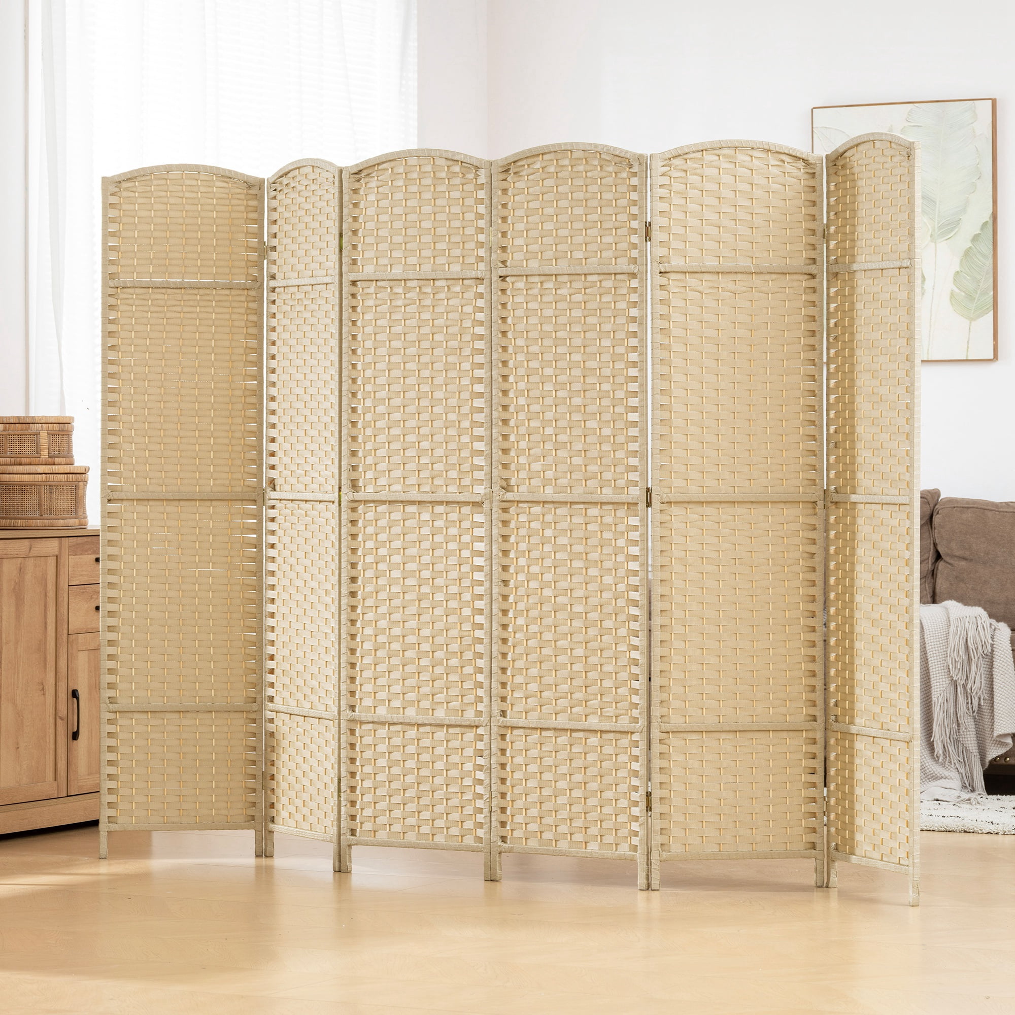 HOMCOM 6 Panel Room Divider Freestanding Folding Privacy Screen, Beige