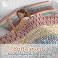 thumbnail image 4 of 3 Piece Boho Orange Duvet Cover Set Queen Size,Microfiber Comforter/Quilt Cover with Corner Ties and 2 Pillowcases,Yellow Geometric Stripes Turquoise Bohemia All Season Bedding with Zipper Closure, 4 of 8
