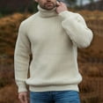 thumbnail image 3 of gbyLJF Men's High-neck Sweater Casual Long Sleeve Knitted Sweaters Loose Comfy Solid Color Pullover Tops, 3 of 7