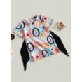 thumbnail image 3 of Faithtur Robe Western pour Bébé Fille, Manches Courtes Col Rond Imprimé Cheval/vache Robe T-Shirt, 3 of 8