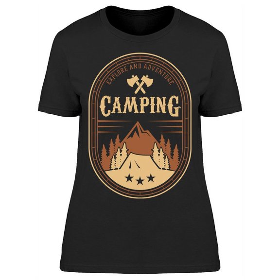 Crossed Axes Camping Landscape T-Shirt Women -Image by Shutterstock, Female x-Large