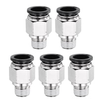Uxcell 5pcs Push to Connect Fittings 1/2" x 1/4" Thread Brass Straight Union, Black