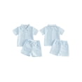 thumbnail image 2 of BemeyourBBs Toddler Baby Boy Summer Clothes 2 Pieces Outfits Textured Plaid Short Sleeve Button Down UP Collar Shirts Pockets Shorts Set, 2 of 9