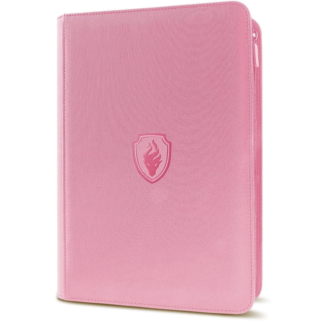 Carpeta de tarjetas Fabmaker Premium con cierre de 9 bolsillos, color rosa