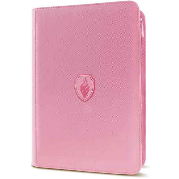 Carpeta de tarjetas Fabmaker Premium con cierre de 9 bolsillos, color rosa