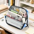 thumbnail image 6 of Standing Pencil Case with Base Large Capacity Stationery Pouch Pen Bag with Zipper for Women Men Blue Butterfly Pattern, 6 of 7