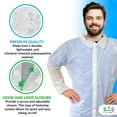 thumbnail image 3 of White Disposable Lab Coats, Hook and Loop with Elastic Wrists, 50 Count, XL, 3 of 8