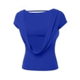 thumbnail image 6 of hoksml Women's Open Back Short Sleeve Crop Top, Stretchy Fitted Tee, Solid Color Scoop Neck Casual T-Shirt, 6 of 8
