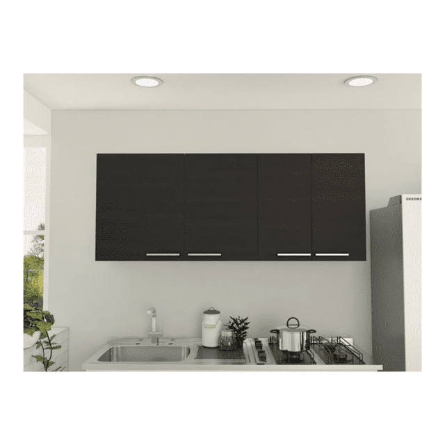 Alacena de Pared Gabinete Superior de Cocina Excelsior 4 Puertas con Entrepaños Wengue 150 cm