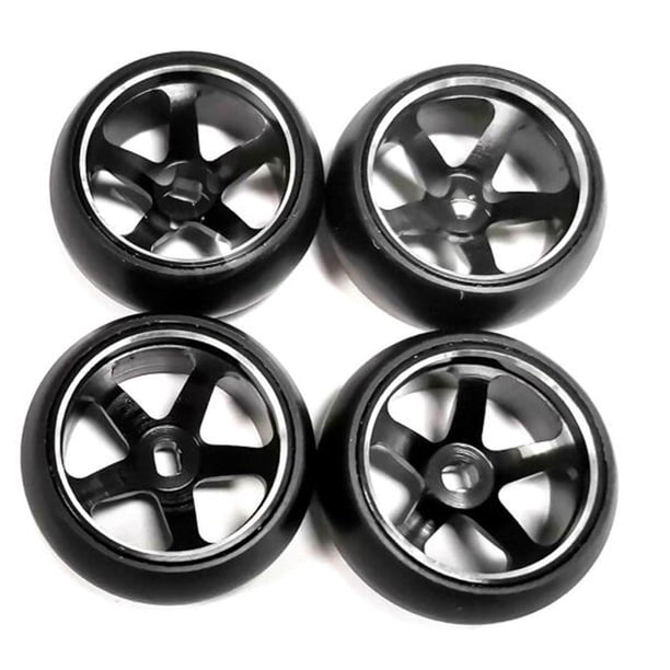 Set De 4 Pneus Et Roues Pour WLtoys 1/28 K989 – Caoutchouc Haute Qualité – Argent – Amélioration RC