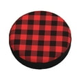 thumbnail image 3 of Easygdp Buffalo Plaid Red Black Automobile Tire Dust Cover, 14-17in Spare Tire Cover Universal Fit for Trailer, Car, Truck, SUV, Jeep - 15 inch, 3 of 9