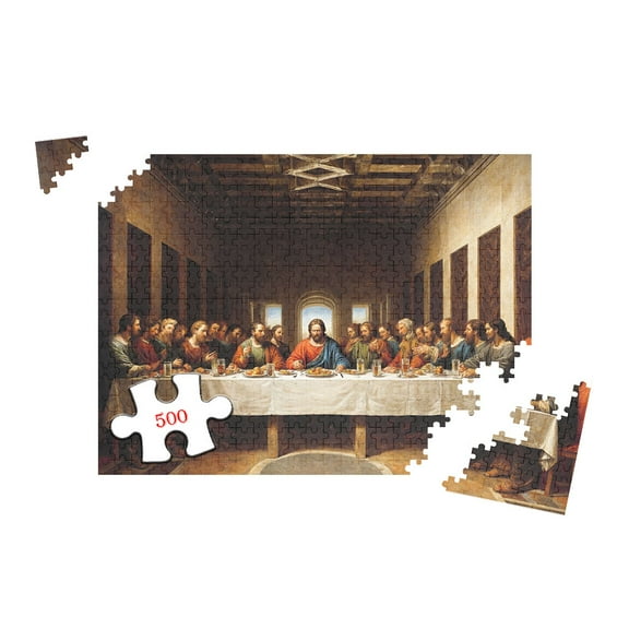 500 Piece Wooden Jigsaw Puzzle for Adults African American Last Supper Art 20.5x15 Inch Religious Themed Home Decor Challenging Brain Teaser Game