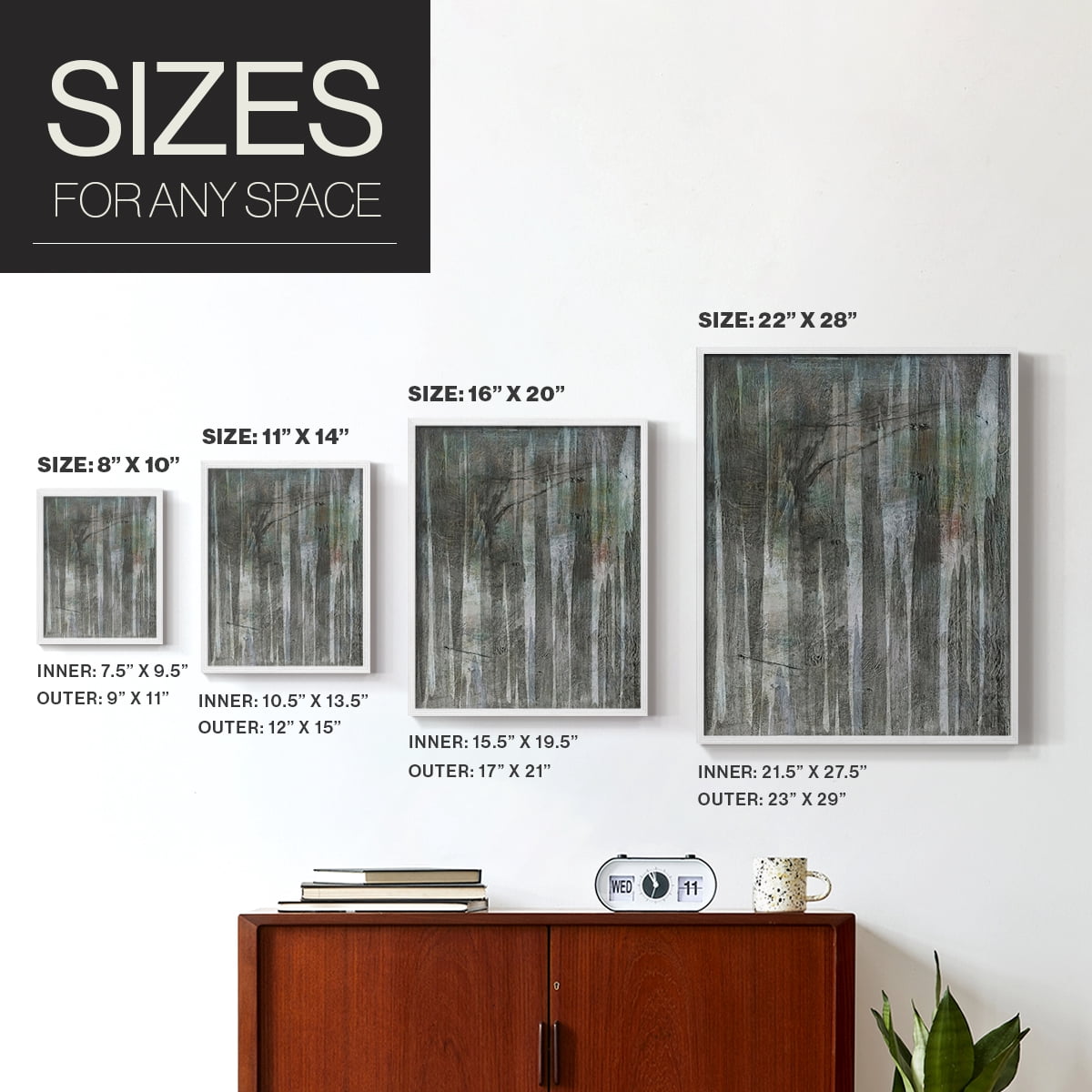 Birch Forest Abstracts II Framed Print in White Solid Wood Framed Print No Nail Hanging