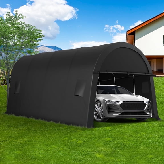 SANOPY 10x20ft Carport Heavy Duty Car port Storage Shelter Car Canopy Tent with Side Walls Round Roof Carport for Car, Truck, Boat, Patio, Gray