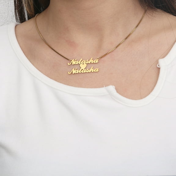 Customized Two Layers Fashion Stainless Steel Name Necklace Personalized Letter Multiple Heart Pendant Nameplate Gift