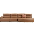 thumbnail image 2 of 5 Brown -leather Living Room - Curved With Superior Spring Cushion Feature 147.32'' Comfortable Construction, 2 of 6