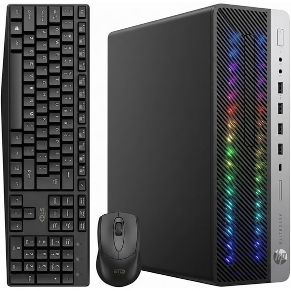 Restored HP RGB Gaming Desktop PC, Core i5-8500, GeForce GT 1030 2G, 16G RAM, 256G SSD + 1TB HDD, HDMI, DVI, WiFi, BT, Windows 11 Pro
