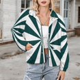 thumbnail image 3 of Jackets for Women Winter Coat Jackets Flannel Stand Collar Jacket(Aesthetic Blue Green And White Sunburst,Size:S-4XL), 3 of 7
