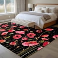 thumbnail image 4 of Red Poppy Area Rugs 8'x10', Washable Small Throw Rugs for Living Room Patio, Spring Summer Flowers Botanical Black Indoor Outdoor Rug Non-Slip Low Pile Carpet Runner Reversible Floor Mats, 4 of 8