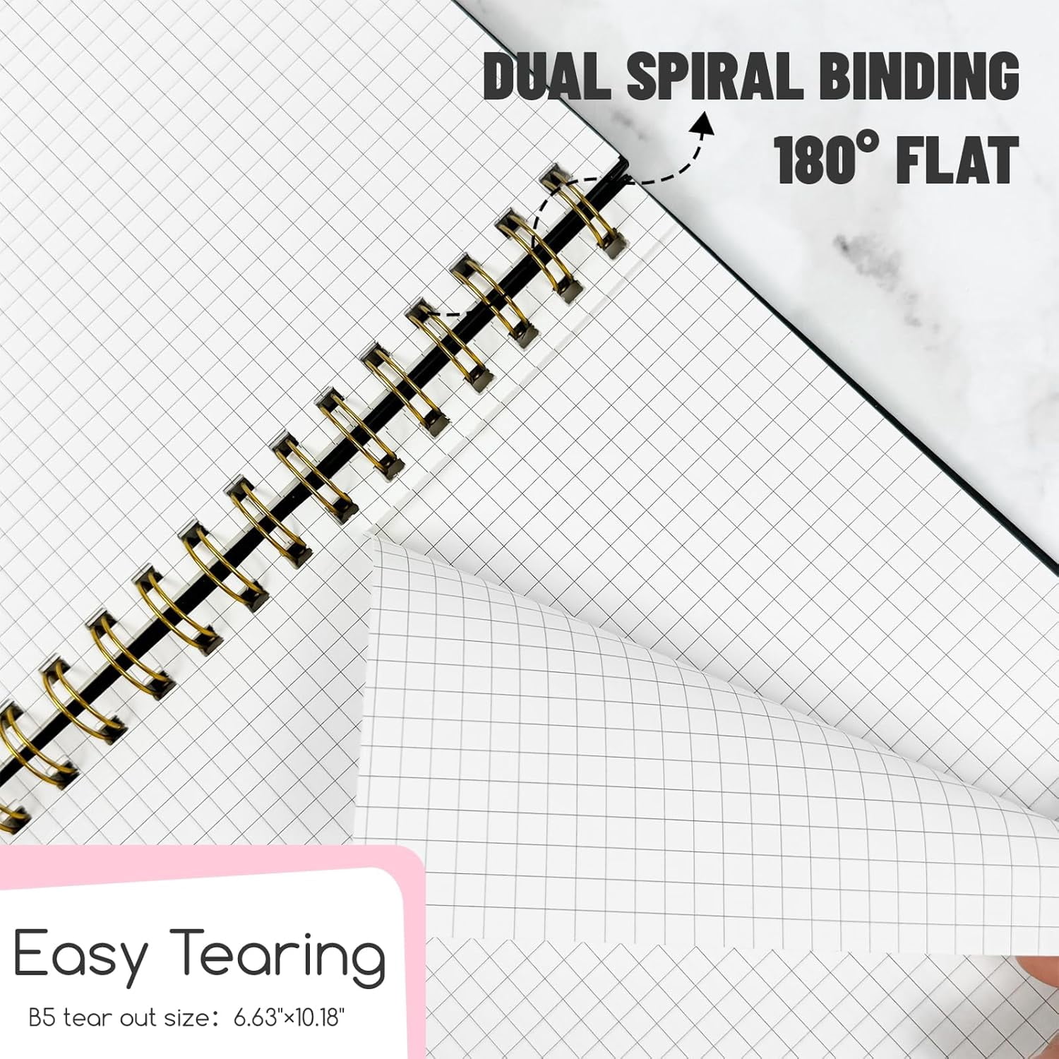 4pc Mint Green B5 Graph Spiral Notebook Set, 7.48" x 10.18" Grid Journal, 5mm Square Paper 100GSM