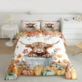thumbnail image 2 of Manfei Cute Rustic Cow Queen Comforter Set for Kid, Autumn Harvest Pumpkin Bedding Sets, Maple Leaf Reversible Bedding Comforter Set, Microfiber Bedroom Decor, 3-Piece, 2 of 8