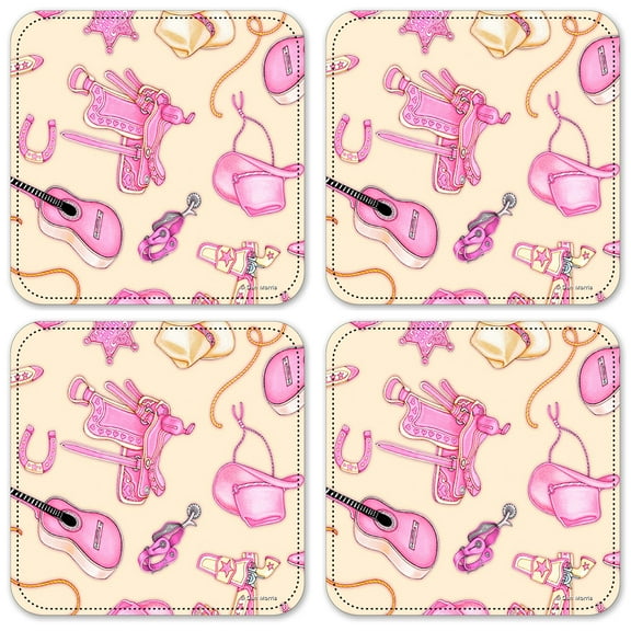 Vinyl Drink Coasters - Set of 4 - Cowgirl - Image by Dan Morris