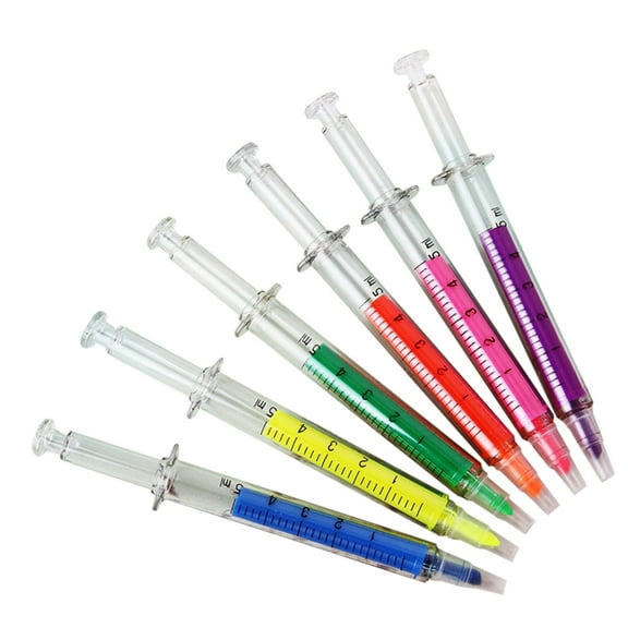 6 Colors Highlighter Marker Set-Syringe Highlighters Pen Aesthetic Highlighter