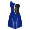 thumbnail image 4 of Alvivi Kids Girls Lyrical Ballet Dance Dress Modern Contemporary Costume One Shoulder Sequins Leotard Royal Blue 10, 4 of 7