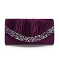 thumbnail image 6 of Womens Purple Evening Clutch, Sparkly Glitter Clutch Purse with Chain for Wedding Party, Pleated Convertible Crossbody Bag,Size Free Size, 6 of 6