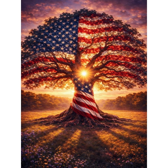 5D Diamond Painting Kits for Adult Beginners, American Flag Diamond Art Kits, DIY Round Full Drill Diamond Dot Gem Art Kits for Home Decor 12 X 16 Inch 