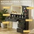 thumbnail image 5 of COMHOMA Vanity Desk with Large Mirror and Lights, Makeup Table with 4 Drawers & Storage Shelves for Bedroom, Black, 5 of 9