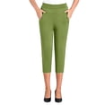 thumbnail image 3 of Plus Size Capri Pants For Womens Liweisiy Elastic High Waisted Slim Fit Stretchy Trousers Casual Oversized Pants Army Green 2XL, 3 of 6