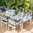 thumbnail image 2 of Watercolor Botanical Table Cloths for 6 Foot Rectangle Tables, Blue Yellow Leaves Floral Plants Spring Patio Waterproof Elastic Fitted Tablecloths, Washable Rectangular Table Cover for Camping, 2 of 8