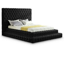Meridian Furniture Revel Velvet Queen Bed with Deep Button Tufting and Extra-Tall Headboard, Black