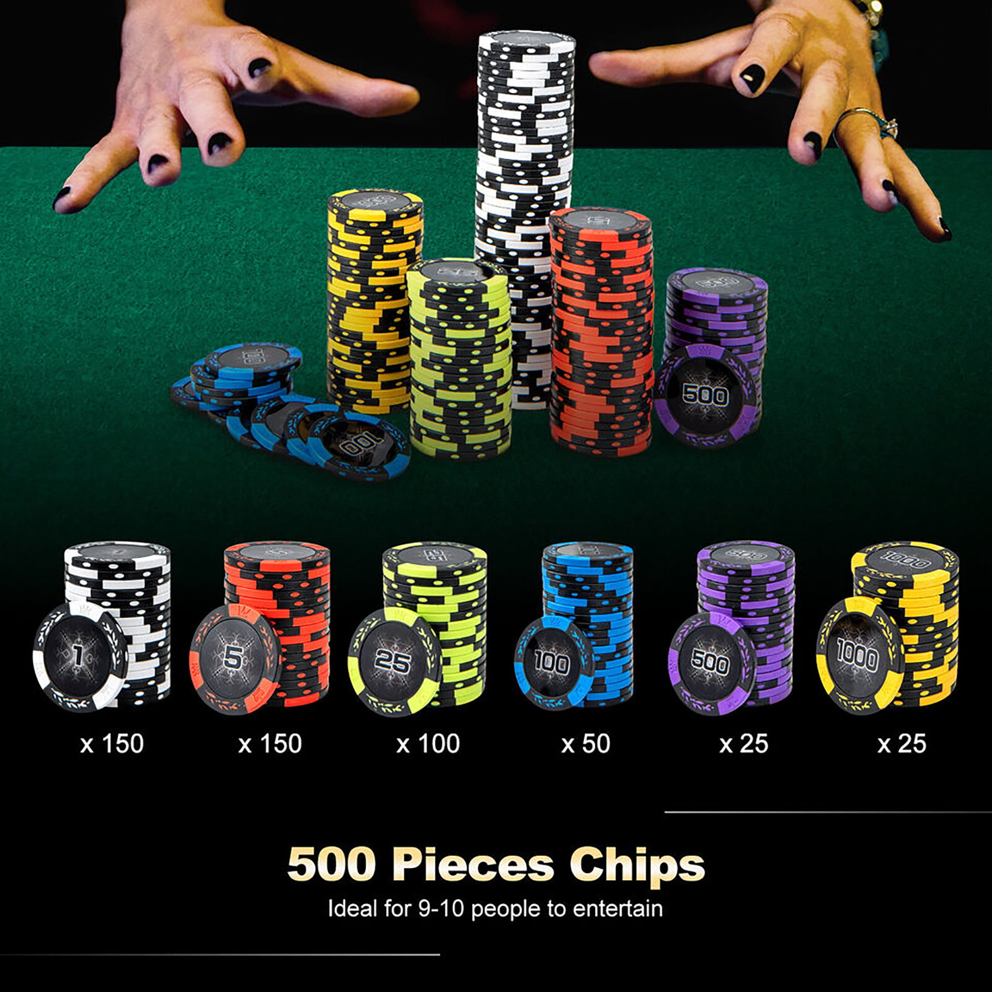 Gymax 14 Gram Clay Poker Chip Set 500 Pieces Claytec Style Chips with Aluminum Case Gymax 14 Gram Clay Poker Chip Set 500 Pieces Claytec Style Chips with Aluminum Case
