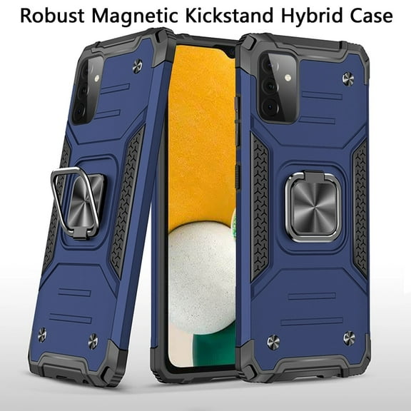 For Samsung Galaxy A13 4G Armor Hybrid with Ring Holder Stand Shockproof Heavy-Duty Rugged Dual Layer Hard PC   TPU Cover ,Xpm Phone Case [ Blue ]