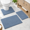 Grey Blue-17"x24"+20"x32"+U Shape 20"x24", variant on Eggshell Blue 17"x24"+20"x32"+U Shape 20"x24" 3-Piece Chenille Bathroom Rug Set