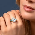thumbnail image 4 of Gem Stone King 18K Yellow Gold Plated Silver Swiss Blue Topaz Ring Set with Moissanite (10.33 Cttw) (Size 6), 4 of 5