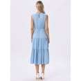 thumbnail image 5 of DARING DIVA Sleeveless Crewneck Tiered Casual Midi Dress Large Sky Blue, 5 of 7