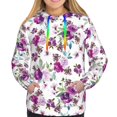 thumbnail image 4 of Hoodies for Women - Violets Flowers Purple Comfrt Colour Drawstring Women'S Fashion Hoodies & Sweatshirts, Fall Outfits Clothes for Women 2024 Pullover with Kangaroo Pocket, 4 of 7