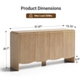 thumbnail image 2 of YDN Modern Fluted Buffet Sideboard Cabinet - Wooden 58" Accent Sideboard Buffet Cabinet with Storage, Credenza Sideboard Storage Cabinet W/4 Doors & Shelves for Kitchen Living Room Entryway,Nature, 2 of 7