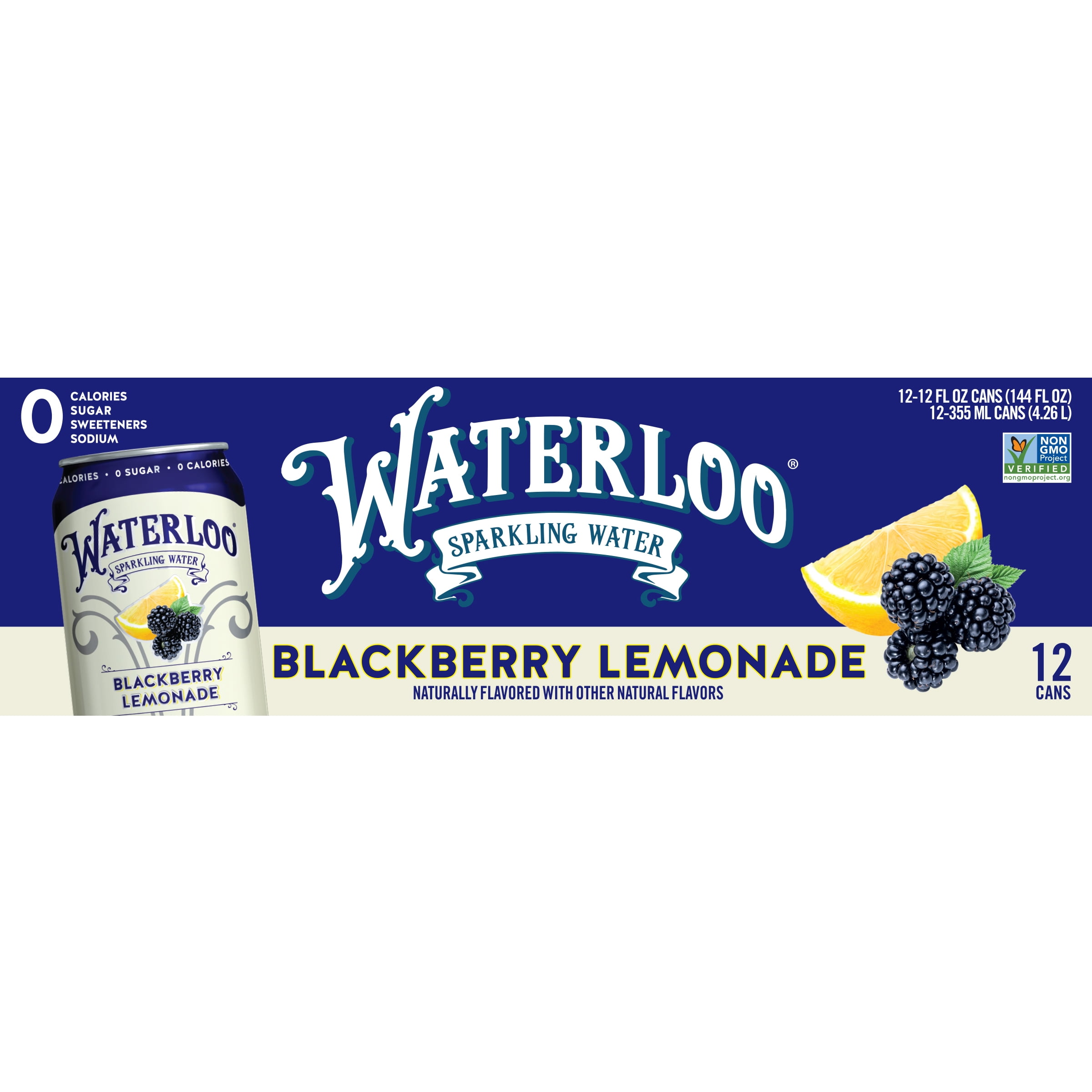 Waterloo Sparkling Water, Blackberry Lemonade, 12 fl oz, 24 Pack Cans