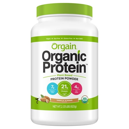 Orgain Organic Plant Based Protein Powder, Vanilla Almond, 21g Protein, 2.0lb, 32.0oz