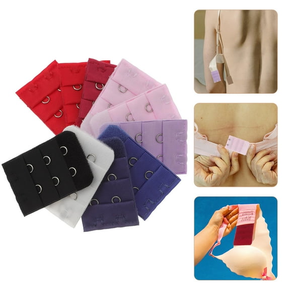 YSNOOWE 10Pack Bra Extender 3 Rows 2 Buttons Nylon Underwear Accessories for Daily Use and Pregnancy