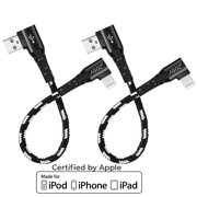 AGOZ 2Pack 6 inch Apple MFI Certified L-Shape 90 Lightning Cable Fast Charger for iPhone 14, 13 Pro Max, 13 Pro, 13 Mini, iPhone 12 Pro Max, 12, iPhone 11 Pro, XS Max, XR, X, XS, SE, 8 Plus, 7, 6